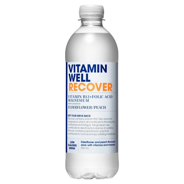 Vitamin Well elderflower and peach flavoured vitamin water 500ml (British brand)
