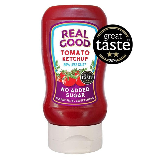 Real Good No Added Sugar Low Salt Tomato Ketchup 310g, imported from the UK
