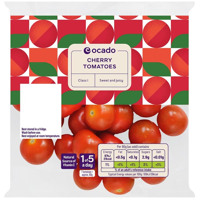 Ocado cherry tomatoes 300g, imported from the UK