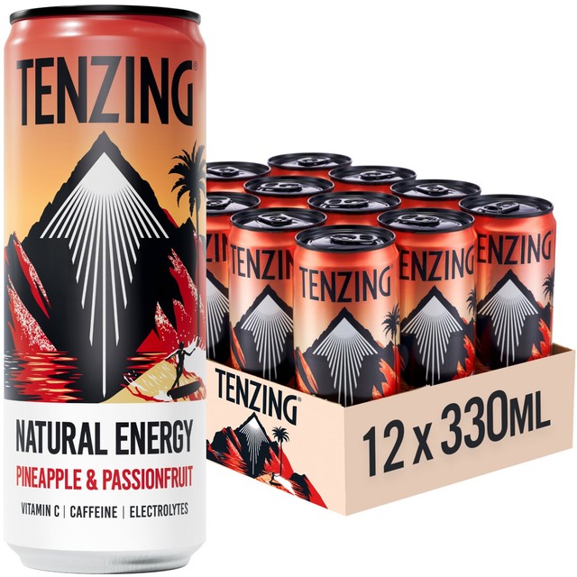 Tenzing pineapple and passionfruit energy drink 12 x 330ml (British brand)