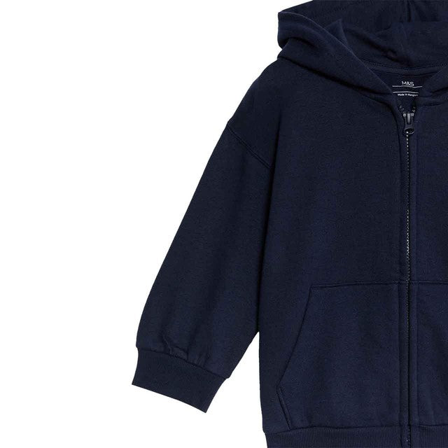M&S boys navy zip hoodie for ages 5-6, imported from the UK