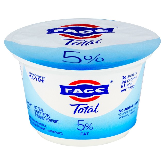 Fage Total 5% fat natural Greek strained yoghurt 150g - British product