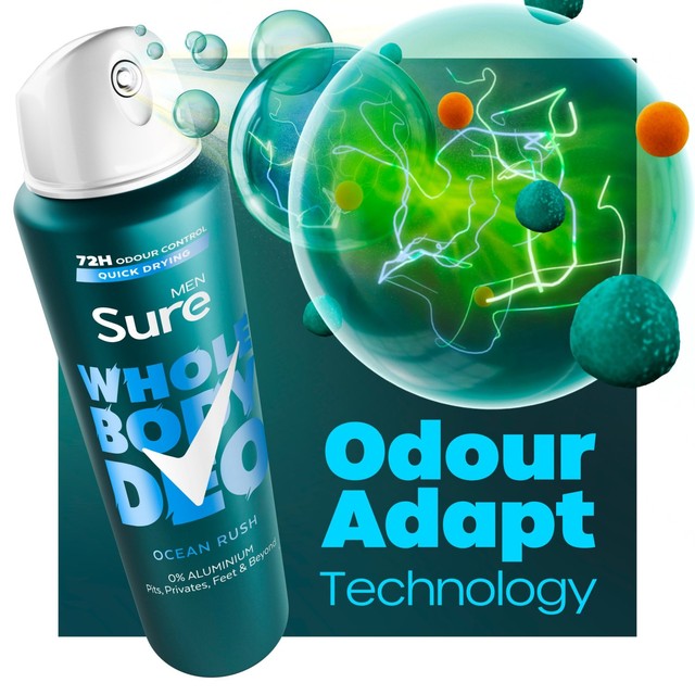 Sure Men Ocean Rush whole body deodorant spray 150ml (British brand)