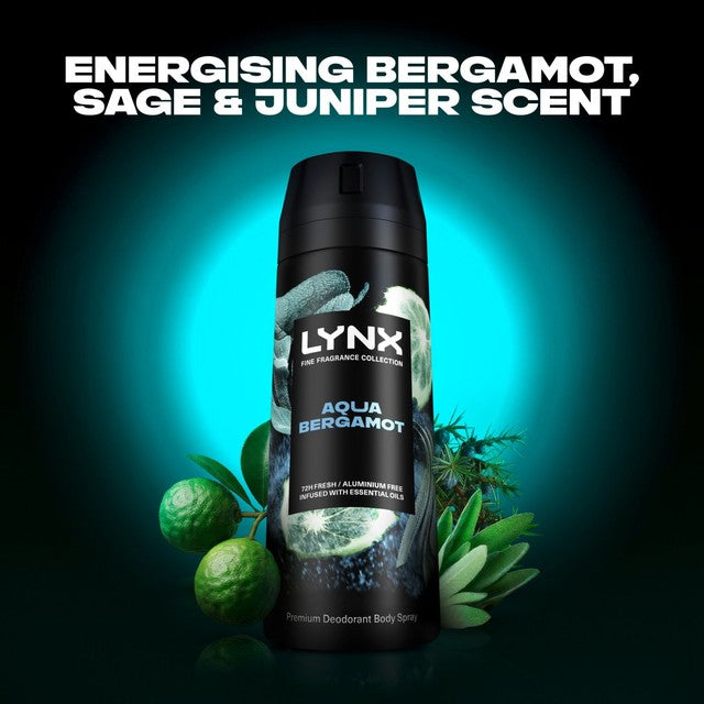 Lynx Aqua Bergamot Deodorant Body Spray 150ml, UK version
