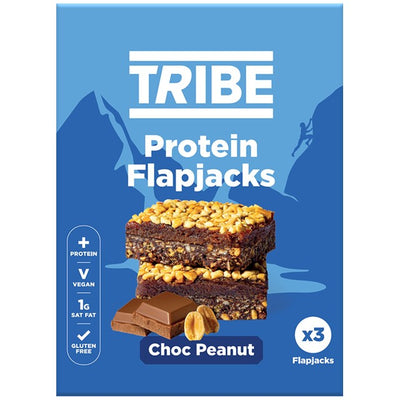 TRIBE Protein Flapjack Choc Peanut Snack Bar Pack of 3
