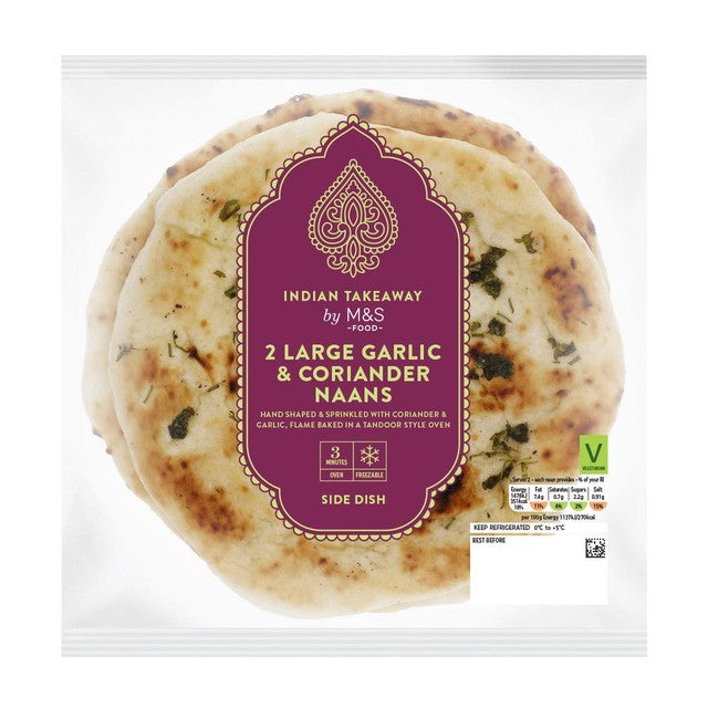M&S garlic & coriander naan bread 260g, imported from the UK