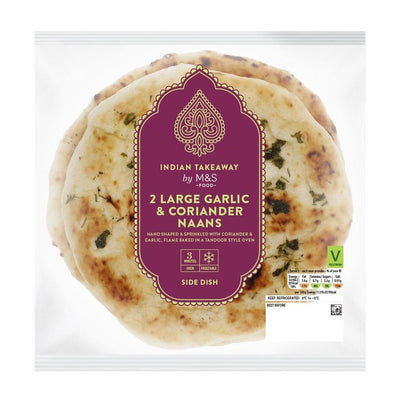M&S 2 Large Garlic & Coriander Naan Bread 260g