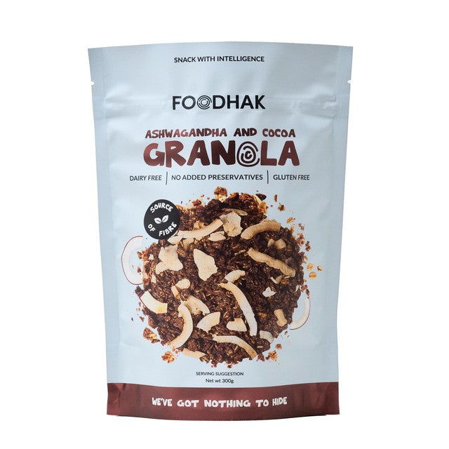 Foodhak Ashwagandha and Cocoa Granola 16x300g - British product