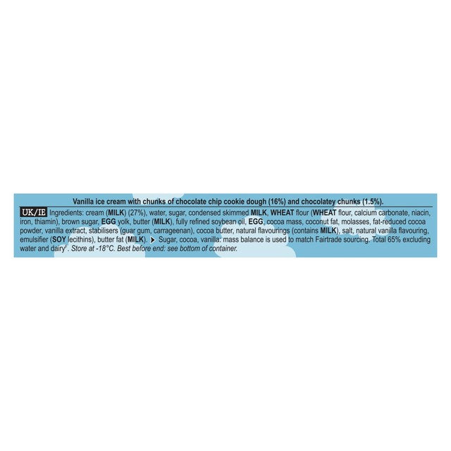 Ben & Jerry's vanilla ice cream with cookie dough tub 465ml - British product