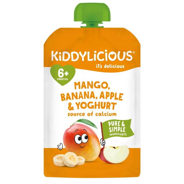 Kiddylicious mango, banana, apple & yoghurt baby food pouch 100g, UK version