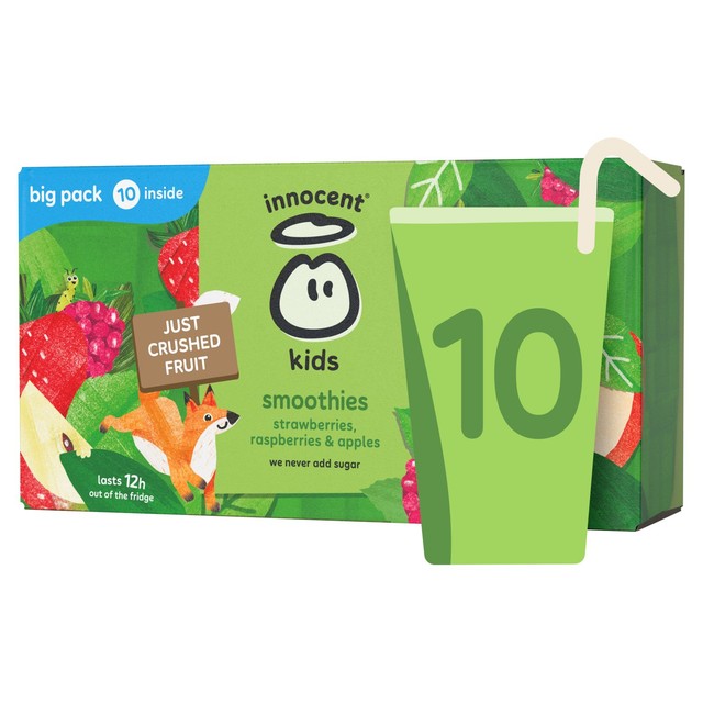 Innocent kids strawberries raspberries apples smoothies 10x150ml, UK version