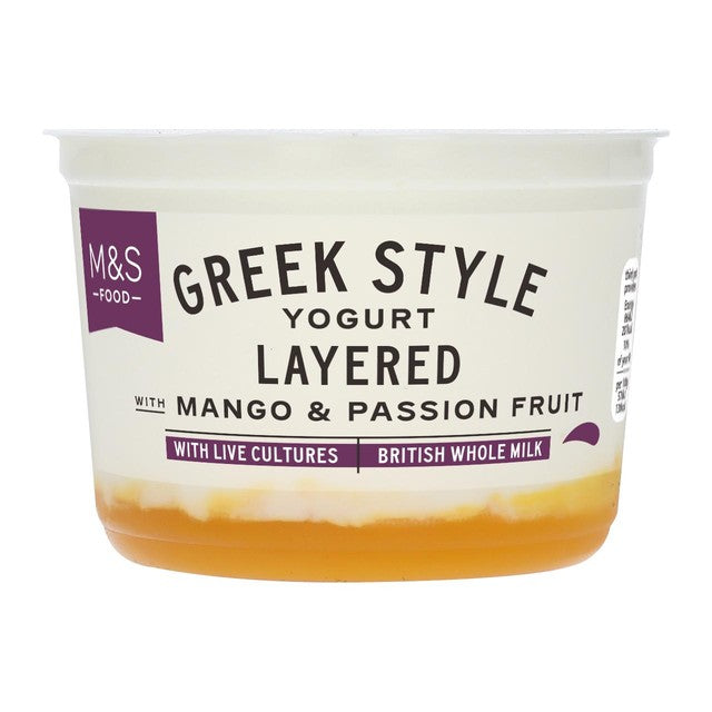 M&S Greek yogurt with mango passion fruit 450g, imported from the UK