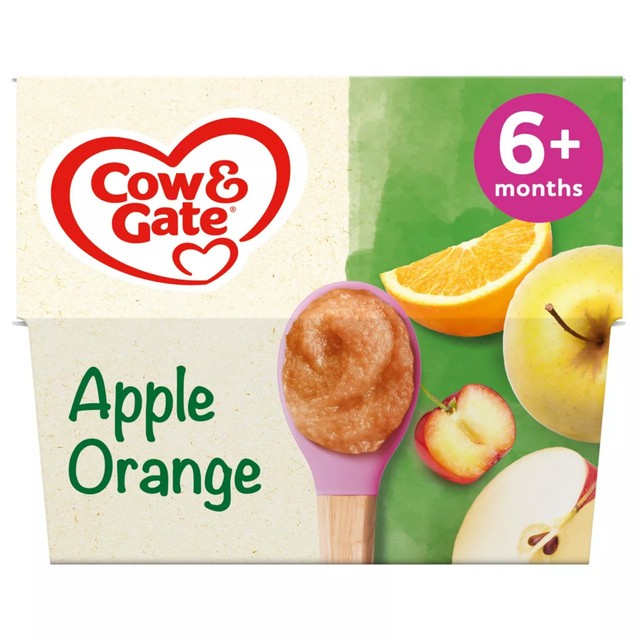 Cow & Gate apple orange acerola baby food fruit pot 4 x 100g - British product