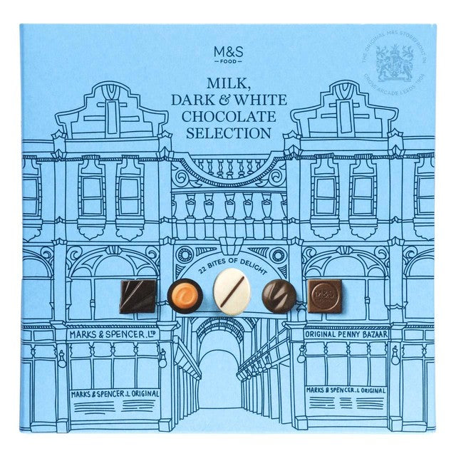 M&S milk, dark & white chocolate selection box 300g, imported from the UK