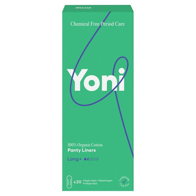 Yoni Organic Panty Liners Long+ Organic Period Care Liners 20 Pack