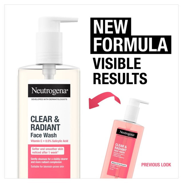 Neutrogena Clear & Radiant Face Wash 200ml, imported from the UK
