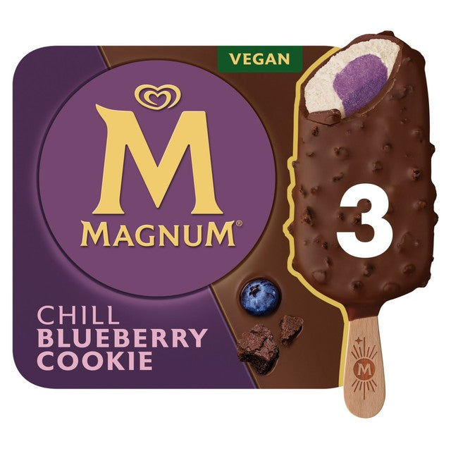 Magnum Chill Blueberry Cookie ice cream sticks 3 x 90ml, imported from the UK
