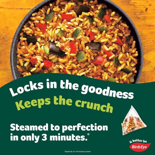 Birds Eye Mediterranean vegetable frozen microwavable rice steam bags 380g - British product