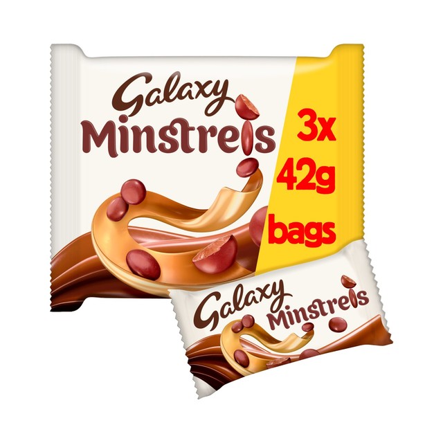 Galaxy Minstrels milk chocolate buttons 3 x 42g, UK version