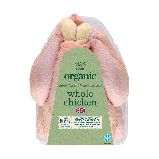 M&S Organic Free Range Whole Chicken 1.8kg, imported from the UK