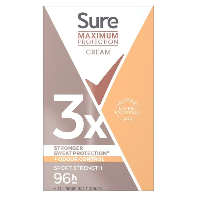 Sure Maximum Protection sports anti-perspirant cream deodorant stick 45ml (British brand)
