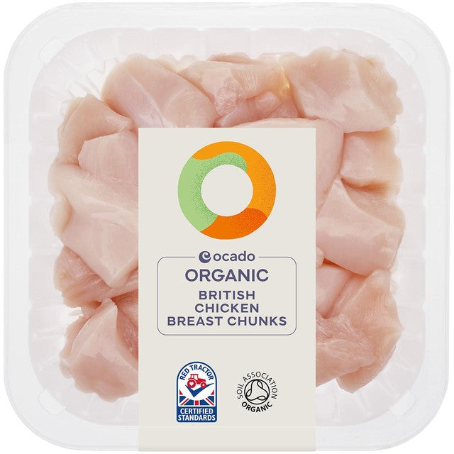 Ocado organic free range chicken breast chunks 350g, UK version