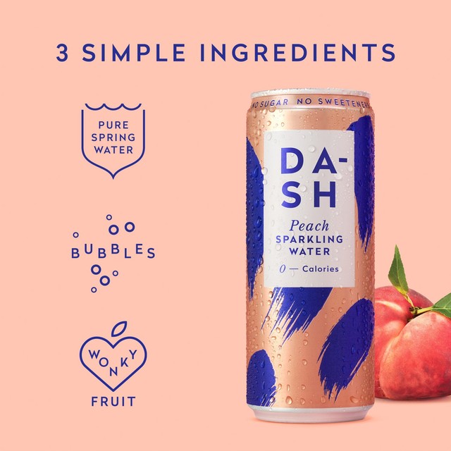 DASH peach infused sparkling water 4 x 330ml - British product