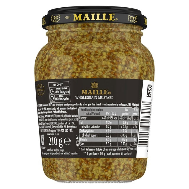 Maille Wholegrain Mustard 210g, imported from the UK
