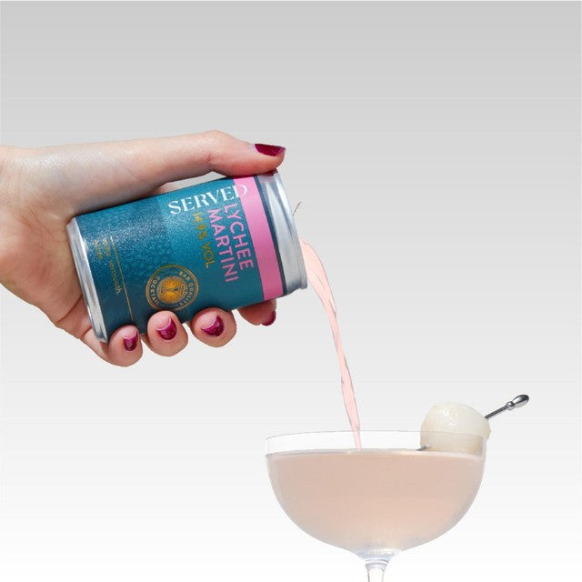 Served lychee martini canned cocktail 125ml (British brand)