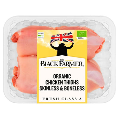 The Black Farmer Organic Chicken Thighs Skinless & Boneless Poultry 360g