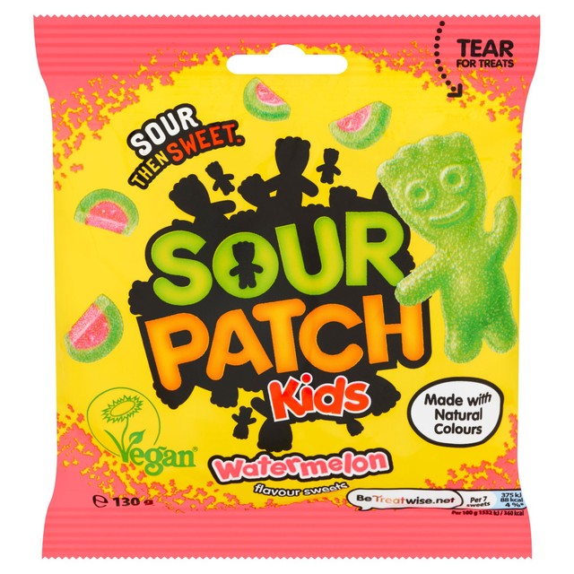 Cadbury Sour Patch Kids watermelon flavour sweets 130g (British brand)