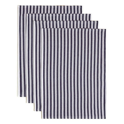 M&S Cotton Rich Basket Weave Tea Towels Set of 4 Blue 50 x 70cm
