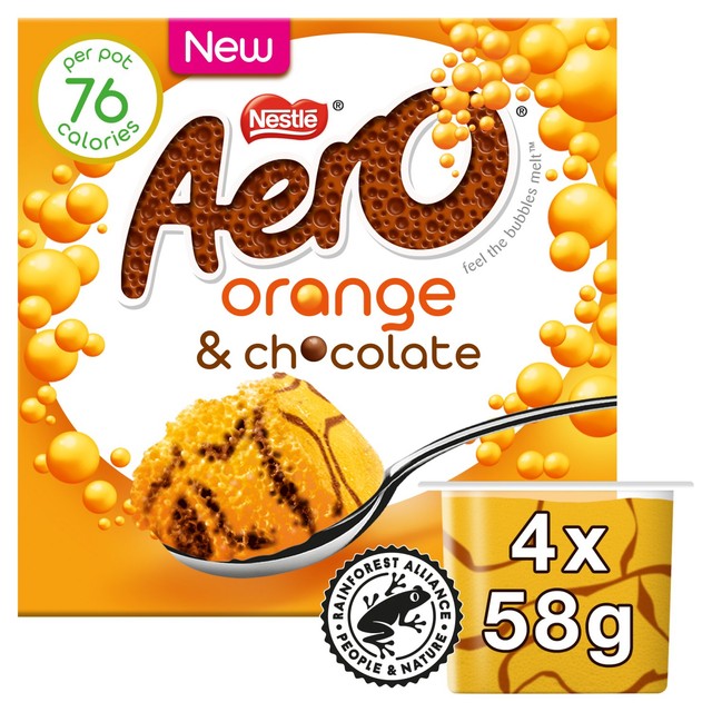Aero orange chocolate mousse dessert 4 x 58g pots - British product