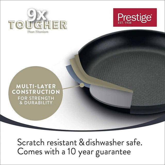Prestige 9x Tougher Aluminium Non-Stick Frying Pan 21cm, imported from the UK