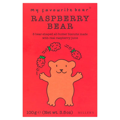 MILLER'S My Favourite Bear All Butter Biscuits with Raspberry Juice Bear-Shaped Biscuits 100g