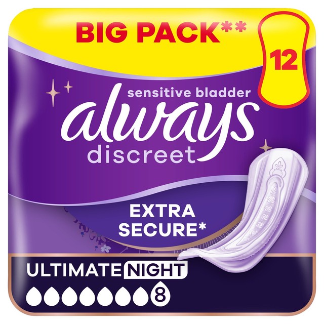 Always Incontinence Pads Ultimate Night 12 Pack - British product