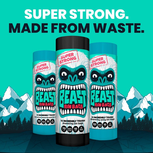 Beast compostable drawstring caddy liners 10L - British product