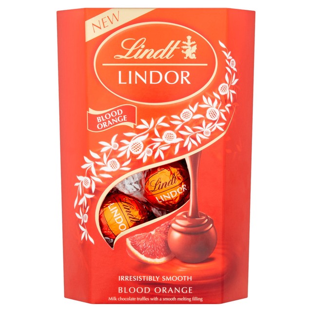 Lindt Lindor blood orange milk chocolate truffles box 200g, UK version