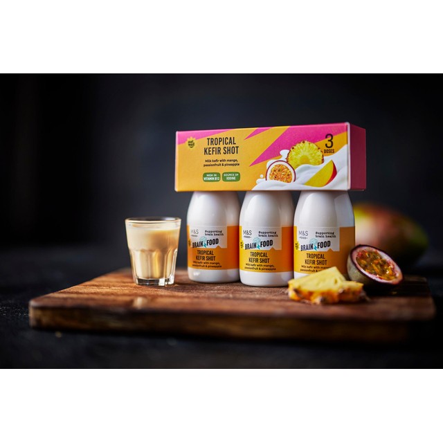 M&S tropical kefir shot 3 x 150ml, imported from the UK