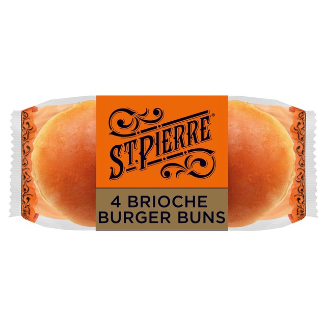 St Pierre pre-sliced brioche burger buns 4 pack (British brand)