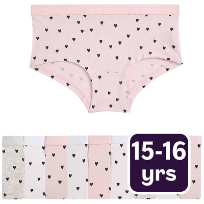 M&S Heart Print Cotton Rich Shorts 15-16 Years 10 Pack