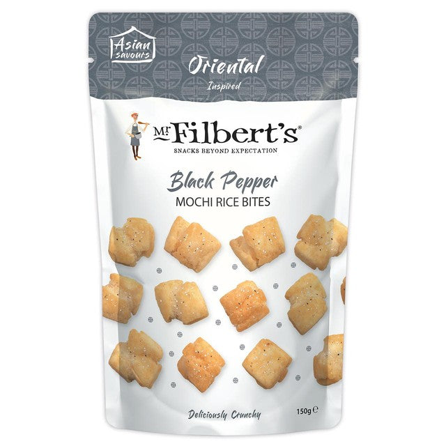 Mr Filbert's Oriental Black Pepper Rice Crackers 150g, imported from the UK