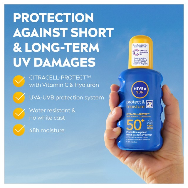 Nivea SPF 50+ sun cream spray 200ml, imported from the UK
