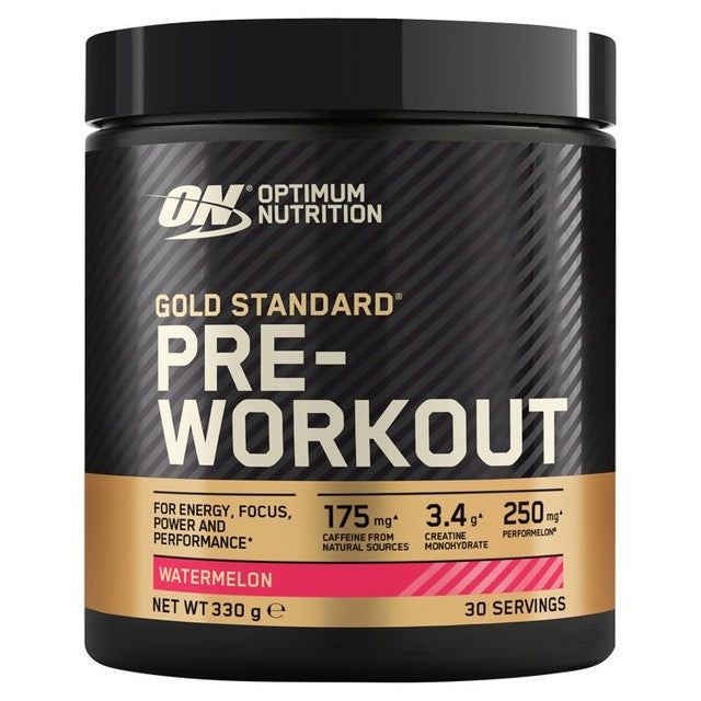 Optimum Nutrition pre-workout supplement powder watermelon flavour 330g, imported from the UK