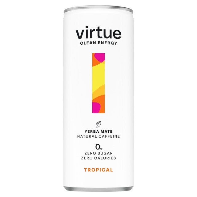 Virtue Yerba Mate Tropical Clean Energy drink 250ml can (British brand)