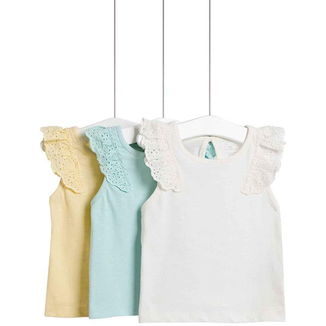 M&S frill sleeve top multi 3-6 months, imported from the UK