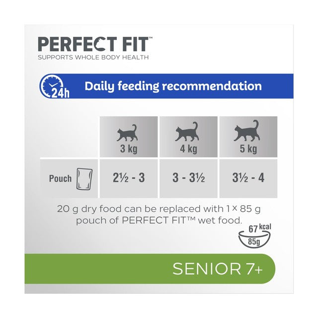 Perfect Fit senior mixed cat food pouches 12x85g, imported from the UK