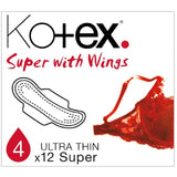 Kotex Ultra Thin Pads Super with Wings 12 Pack, UK version