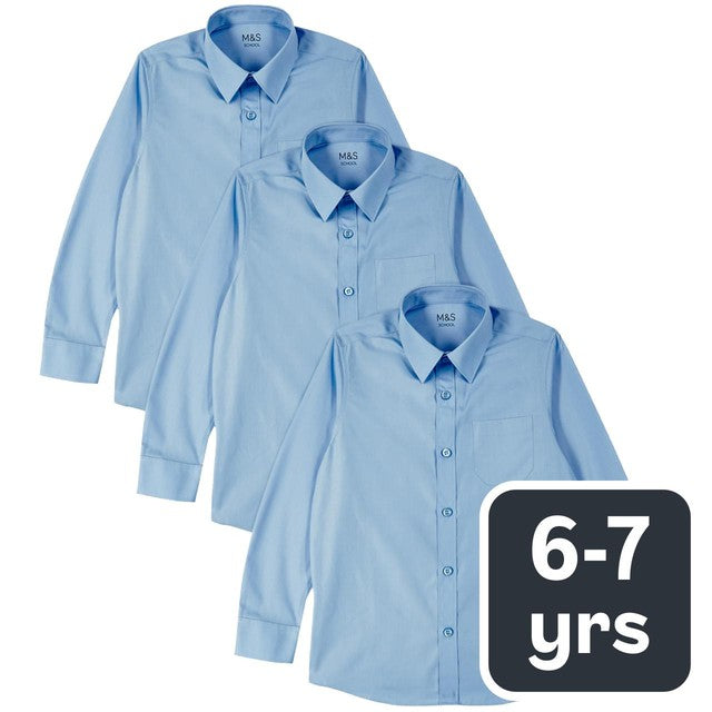 M&S boys blue long sleeve school shirt 6-7 Years (British brand)
