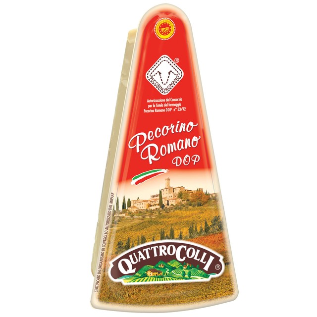 Quattro Colli Pecorino Romano DOP hard cheese 200g, imported from the UK